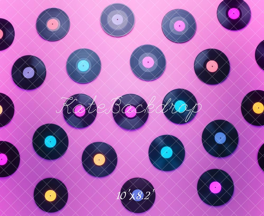 Kate Rétro Vinyle Disco Violet Toile de fond conçue par Patty Roberts - Kate Backdrop FR