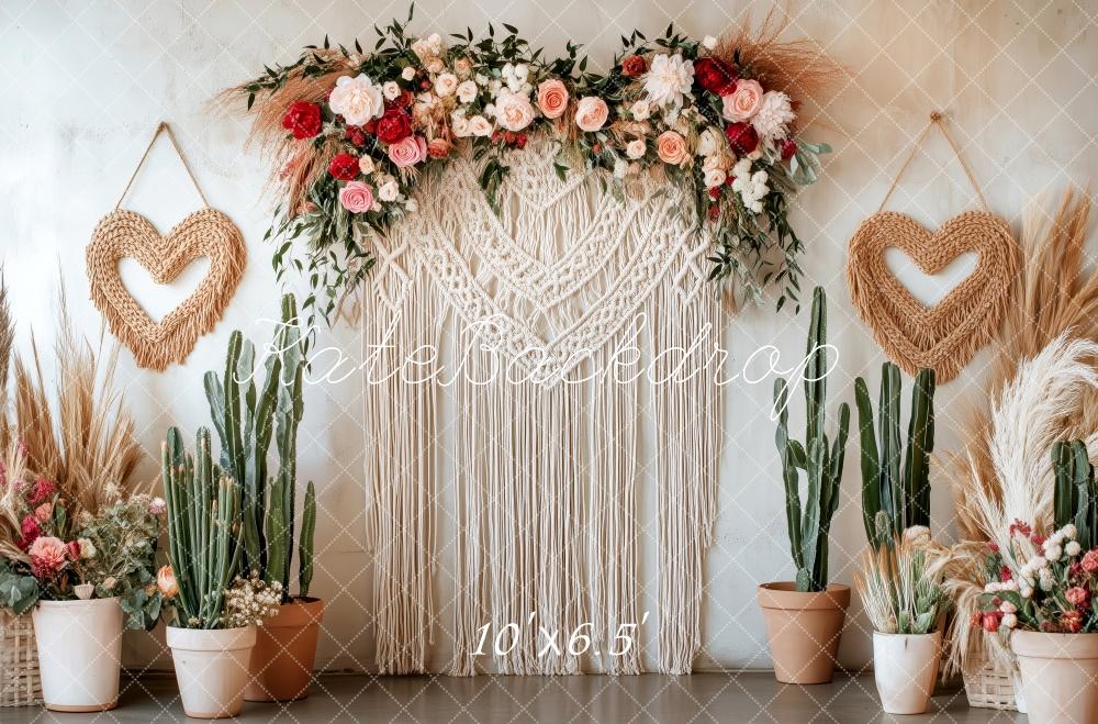 Kate Saint-Valentin Rustique Bohème Macramé Toile de fond conçue par Patty Roberts - Kate Backdrop FR