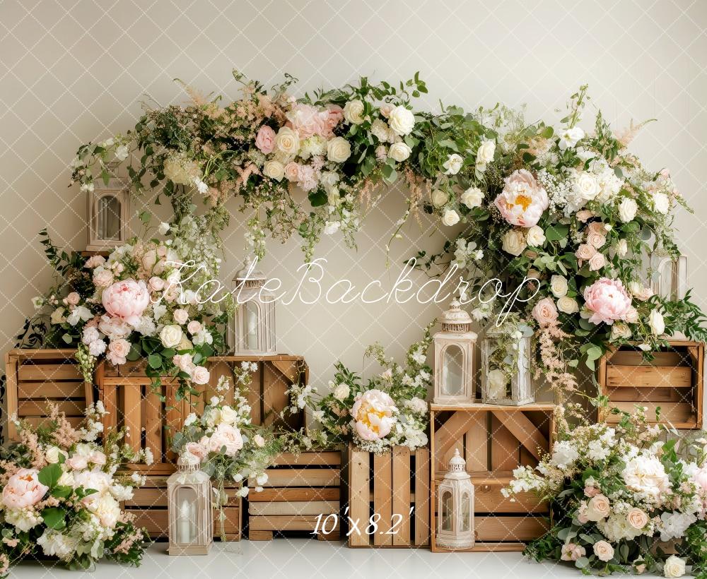 Kate Printemps Arche Florale Lanterne Toile de fond conçue par Patty Roberts - Kate Backdrop FR