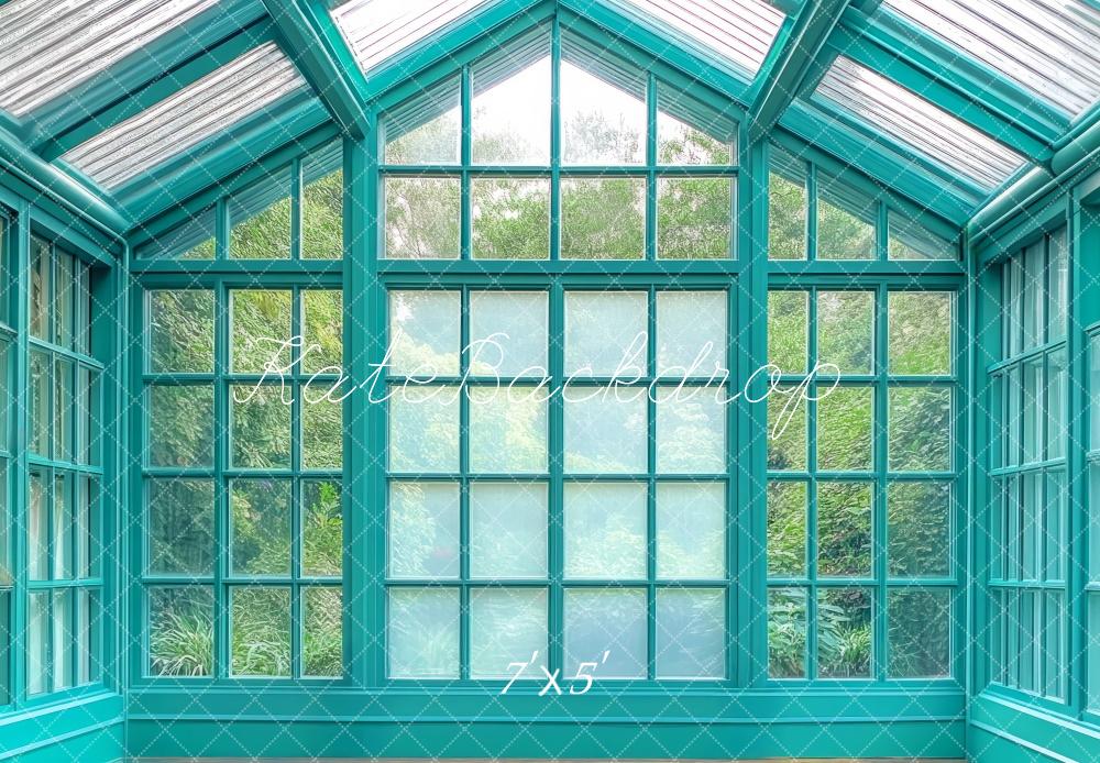 Kate Serre Bleu Sarcelle Fenêtre Printemps Toile de fond conçue par Mini MakeBelieve - Kate Backdrop FR