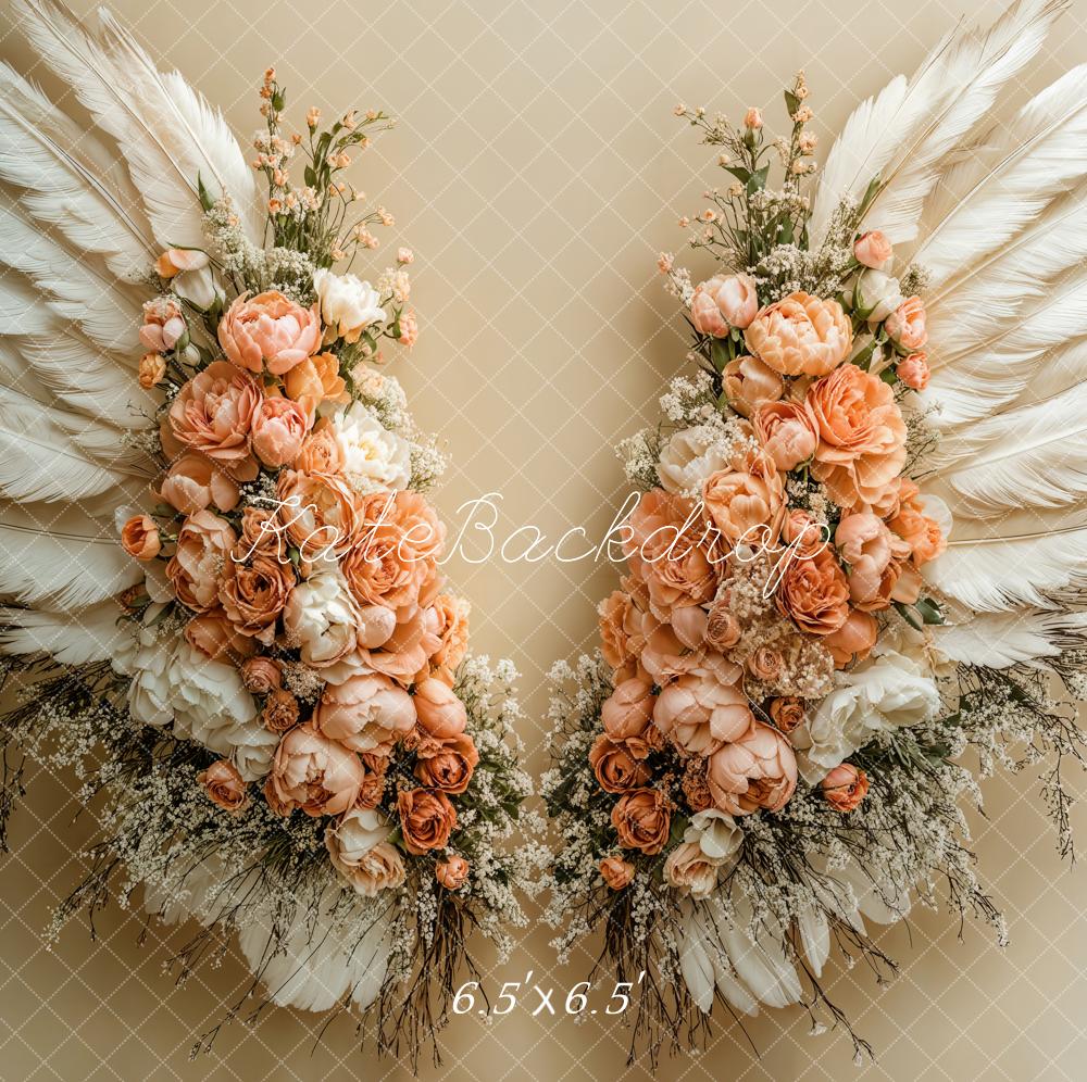 Kate Ailes en Plumes Fleurs Bébé Sol Toile de fond conçue par Emetselch - Kate Backdrop FR