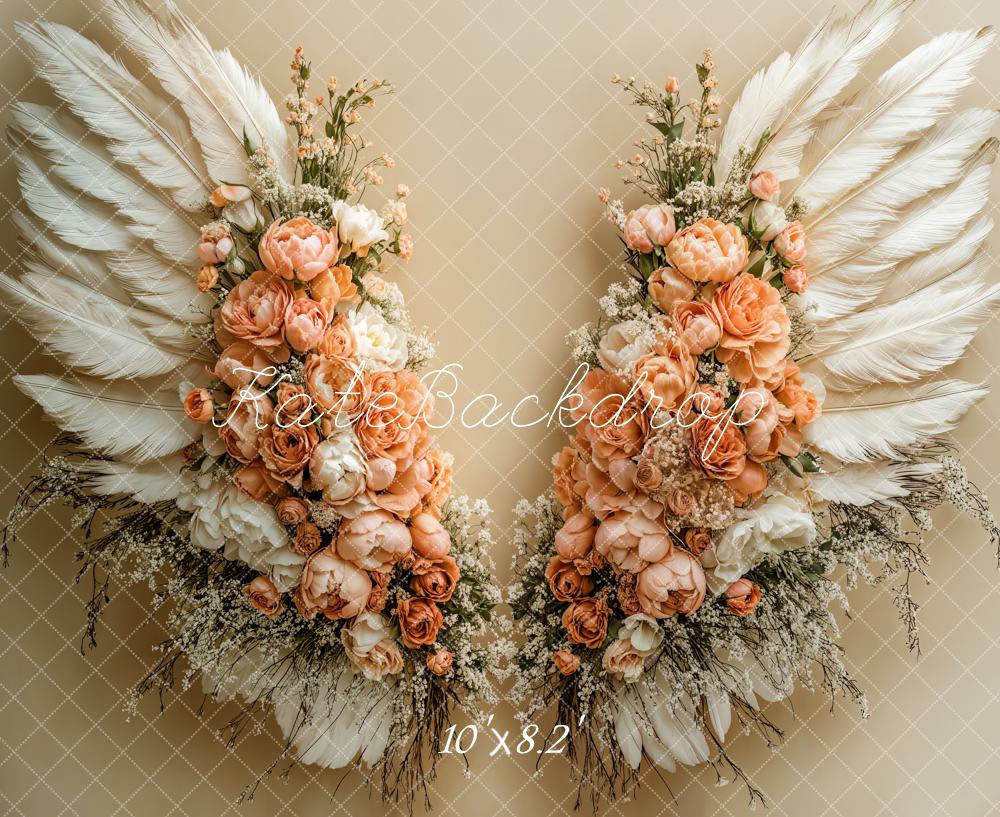 Kate Ailes en Plumes Fleurs Bébé Sol Toile de fond conçue par Emetselch - Kate Backdrop FR
