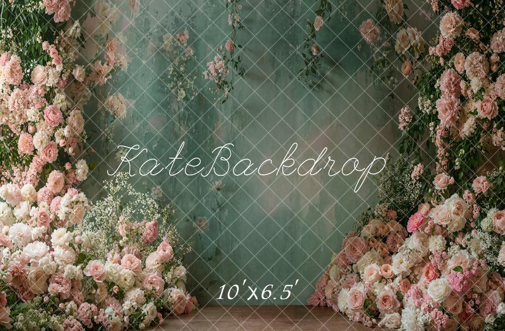 Kate Printemps Fleur Mur Vert Vintage Toile de fond conçue par Emetselch - Kate Backdrop FR