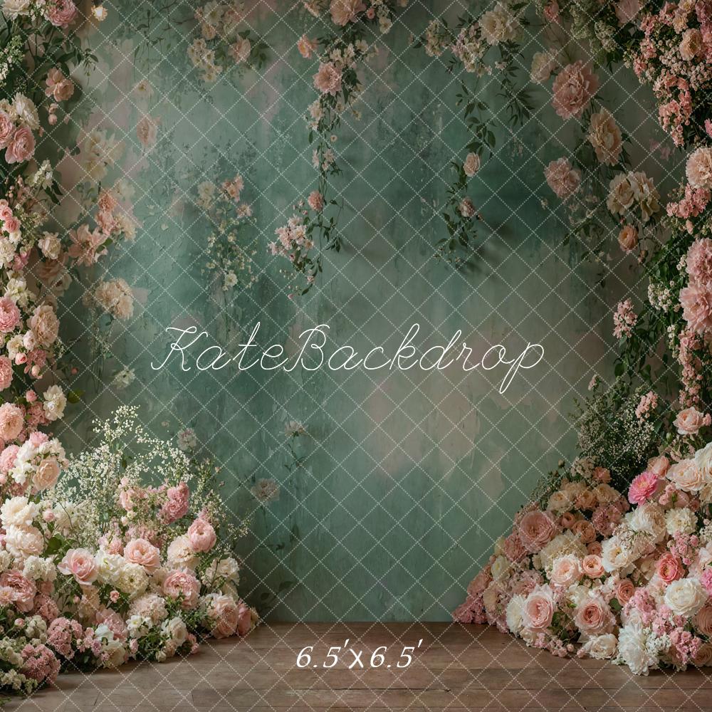 Kate Printemps Fleur Mur Vert Vintage Toile de fond conçue par Emetselch - Kate Backdrop FR