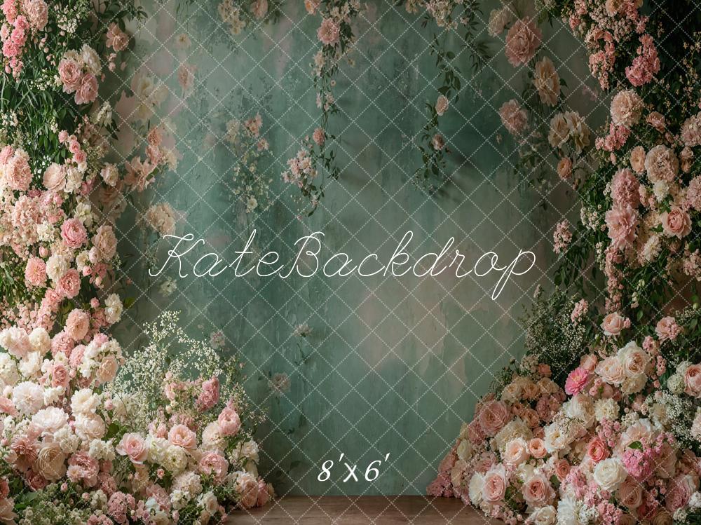 Kate Printemps Fleur Mur Vert Vintage Toile de fond conçue par Emetselch - Kate Backdrop FR