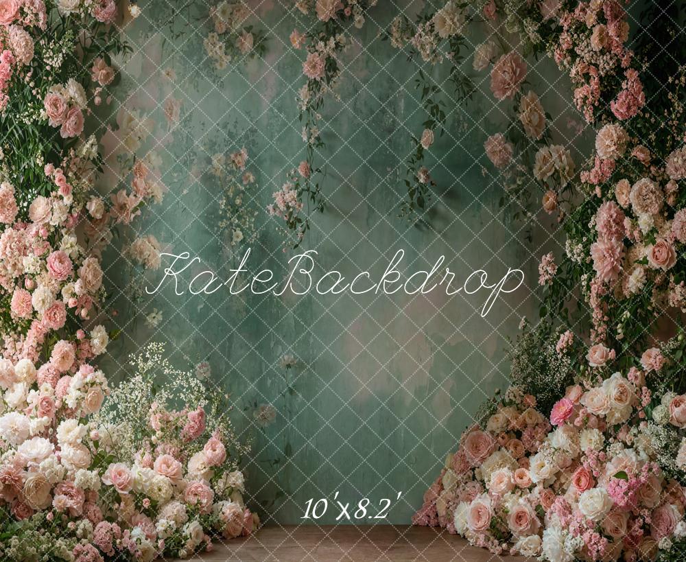 Kate Printemps Fleur Mur Vert Vintage Toile de fond conçue par Emetselch - Kate Backdrop FR