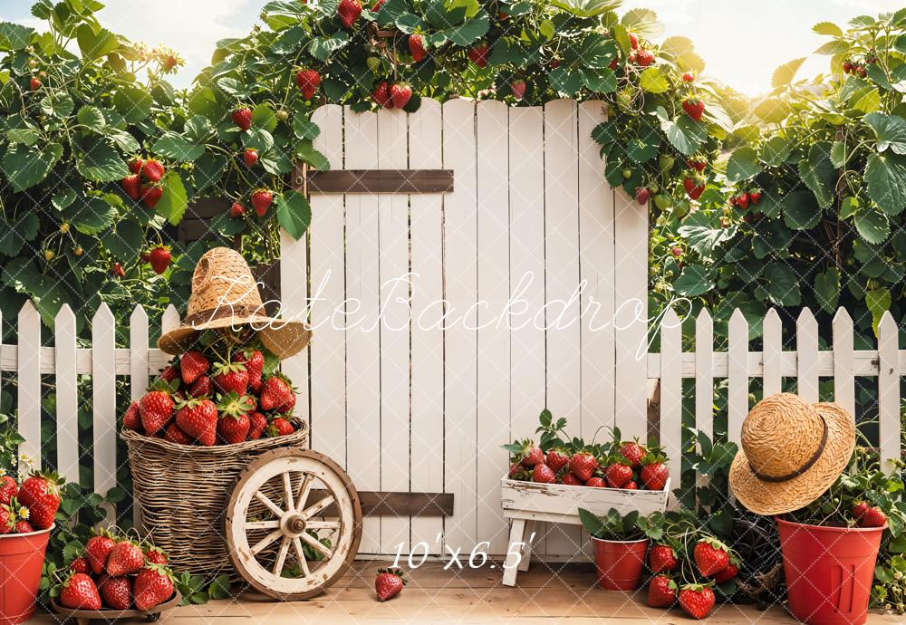 Kate Fraise Jardin Porte Rustique Panier Toile de fond conçue par Emetselch - Kate Backdrop FR