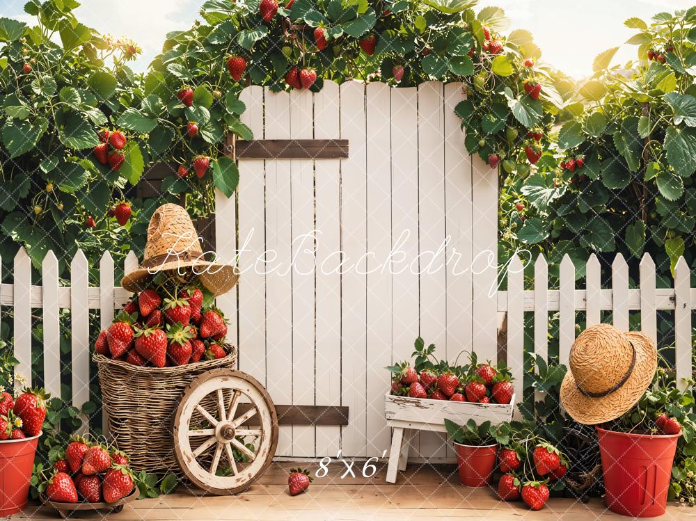 Kate Fraise Jardin Porte Rustique Panier Toile de fond conçue par Emetselch - Kate Backdrop FR