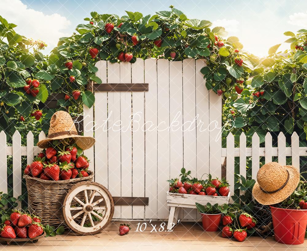 Kate Fraise Jardin Porte Rustique Panier Toile de fond conçue par Emetselch - Kate Backdrop FR
