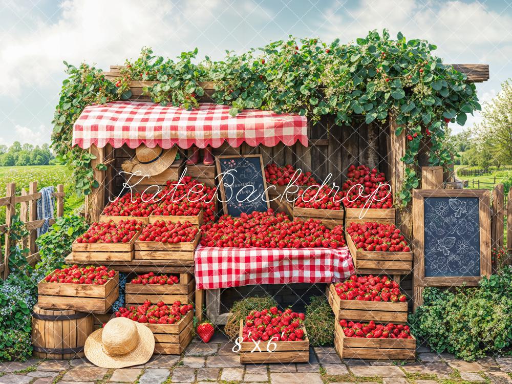 Kate Printemps Ferme de Fraises Marché Toile de fond conçue par Emetselch - Kate Backdrop FR
