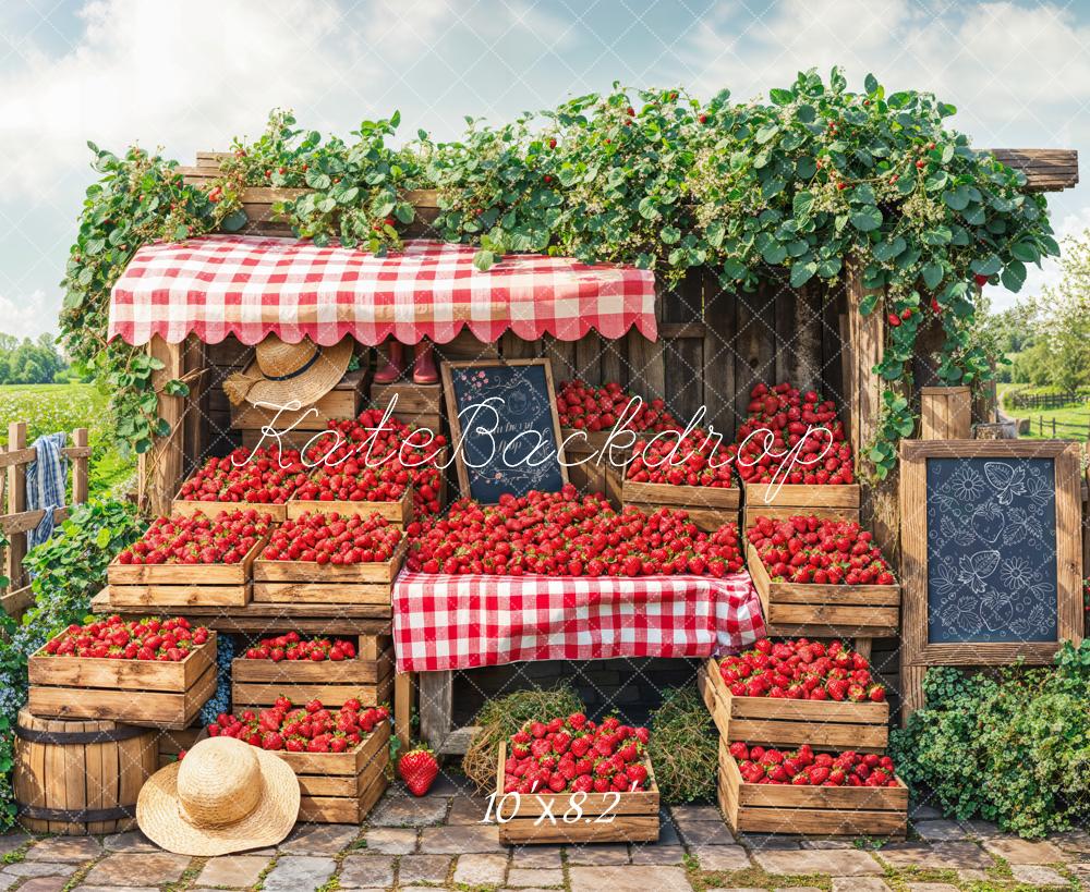 Kate Printemps Ferme de Fraises Marché Toile de fond conçue par Emetselch - Kate Backdrop FR
