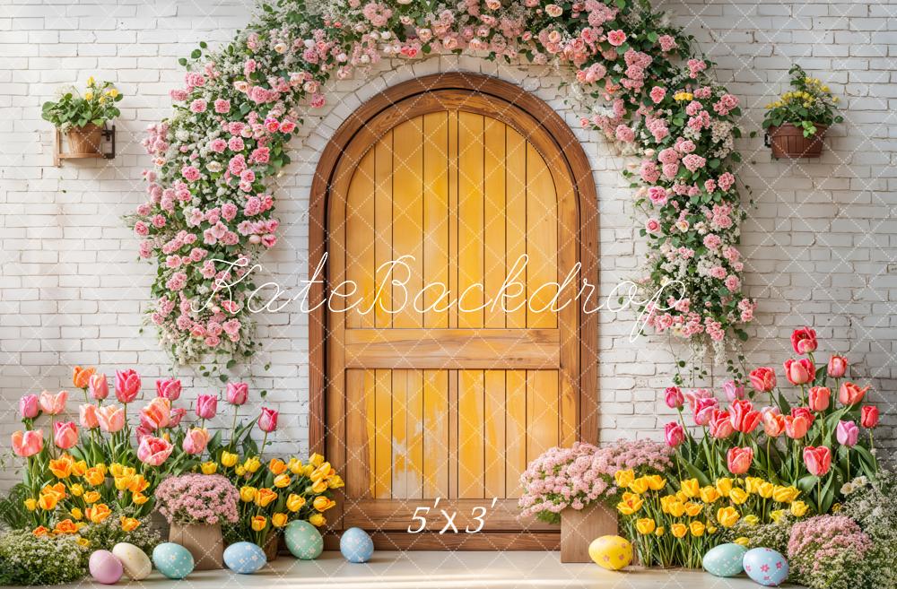 Kate Pâques Arche Fleurs Porte Jaune Toile de fond conçue par Emetselch - Kate Backdrop FR