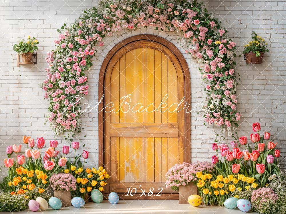 Kate Pâques Arche Fleurs Porte Jaune Toile de fond conçue par Emetselch - Kate Backdrop FR