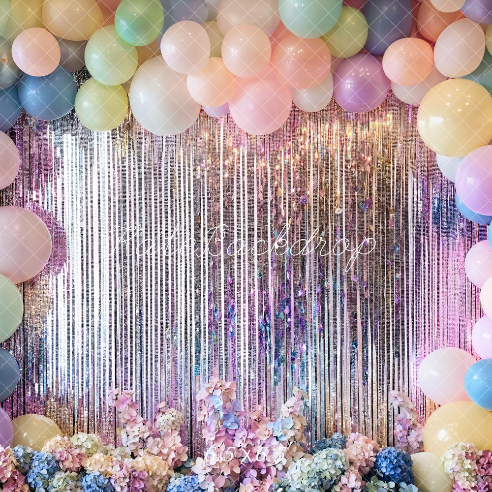 Kate Anniversaire Ballon Pastel Paillettes Toile de fond conçue par Emetselch - Kate Backdrop FR