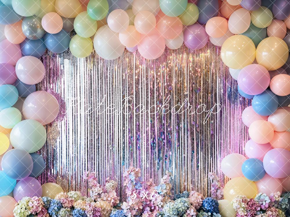 Kate Anniversaire Ballon Pastel Paillettes Toile de fond conçue par Emetselch - Kate Backdrop FR