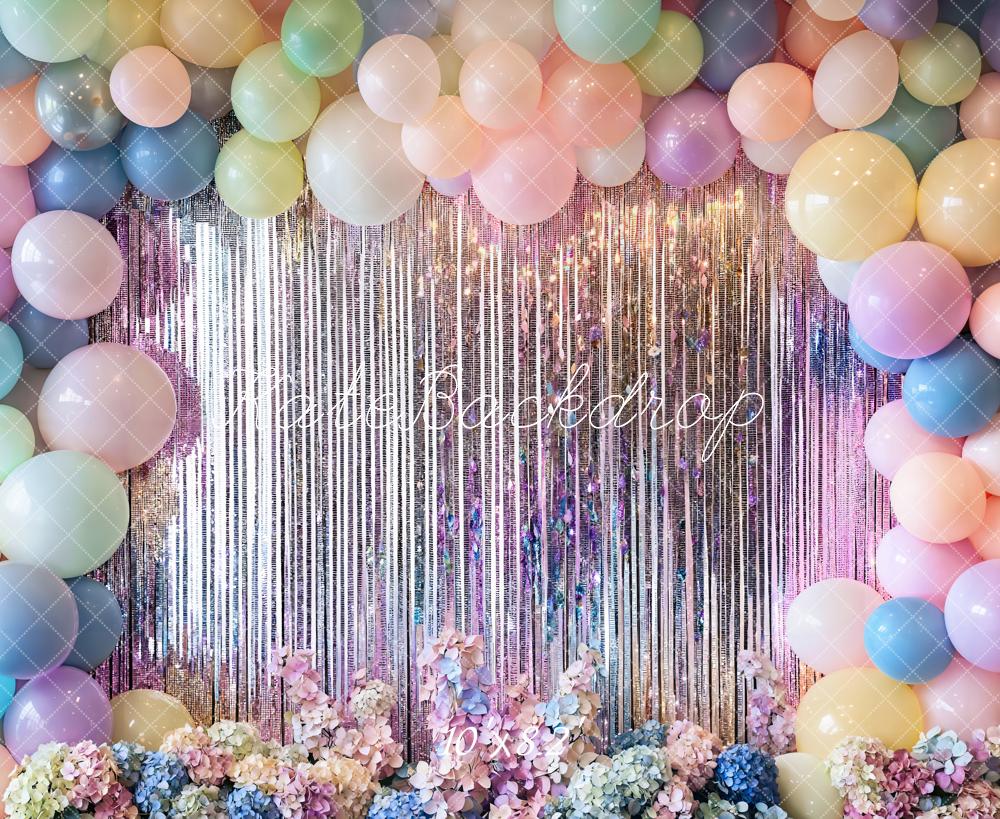 Kate Anniversaire Ballon Pastel Paillettes Toile de fond conçue par Emetselch - Kate Backdrop FR