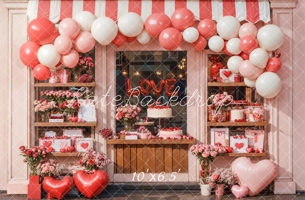 Kate Saint Valentin Ballon Rouge Pâtisserie Toile de fond conçue par Emetselch - Kate Backdrop FR