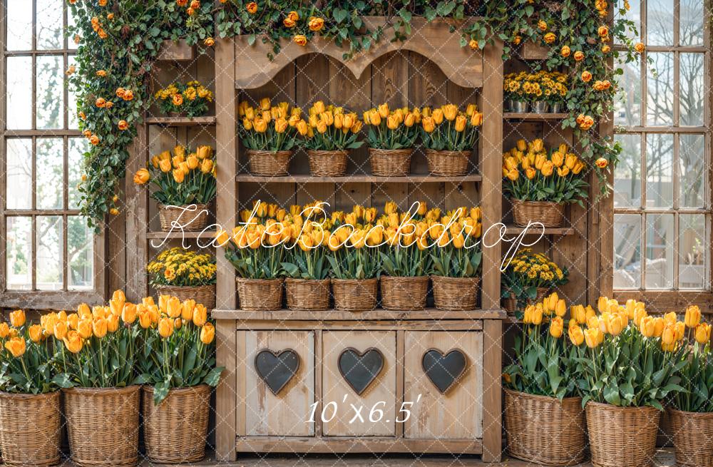 Kate Printemps Tulipe Étagère à Fleurs Rustique Toile de fond conçue par Emetselch - Kate Backdrop FR