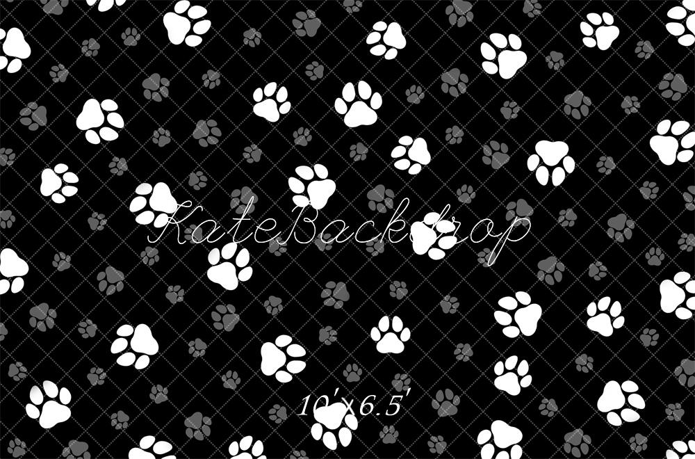 Kate Noir & Blanc Motif de Patte Toile de fond conçue par Mandy Ringe - Kate Backdrop FR