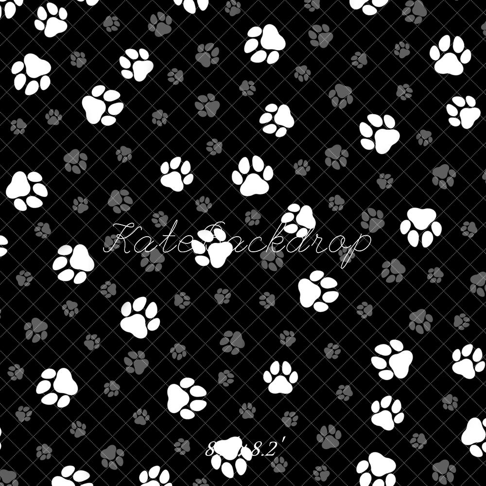 Kate Noir & Blanc Motif de Patte Toile de fond conçue par Mandy Ringe - Kate Backdrop FR