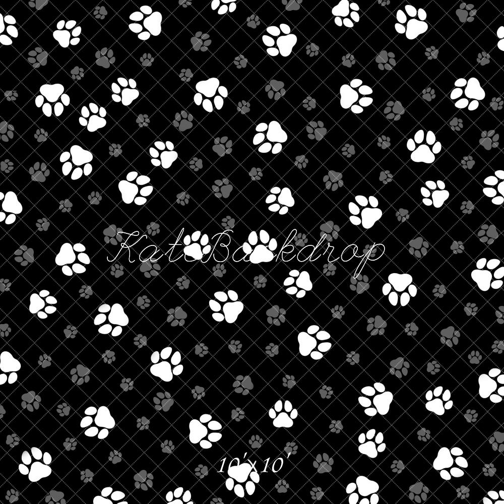 Kate Noir & Blanc Motif de Patte Toile de fond conçue par Mandy Ringe - Kate Backdrop FR