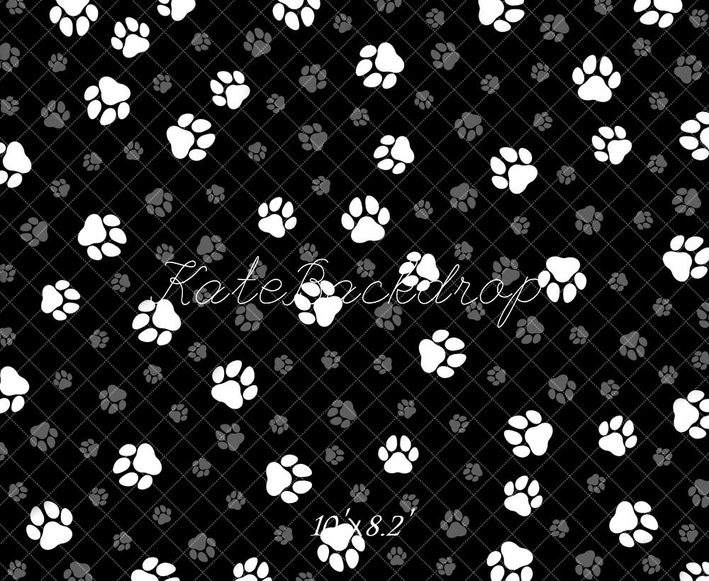 Kate Noir & Blanc Motif de Patte Toile de fond conçue par Mandy Ringe - Kate Backdrop FR