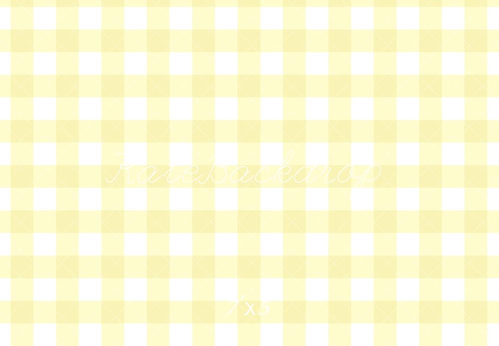 Kate Jaune Pastel Motif à Carreaux Toile de fond conçue par Mandy Ringe - Kate Backdrop FR