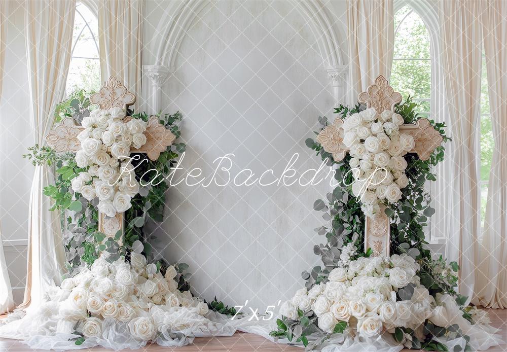 Kate Mariage Croix Fleurs Rideaux Toile de fond conçue par Mini MakeBelieve - Kate Backdrop FR