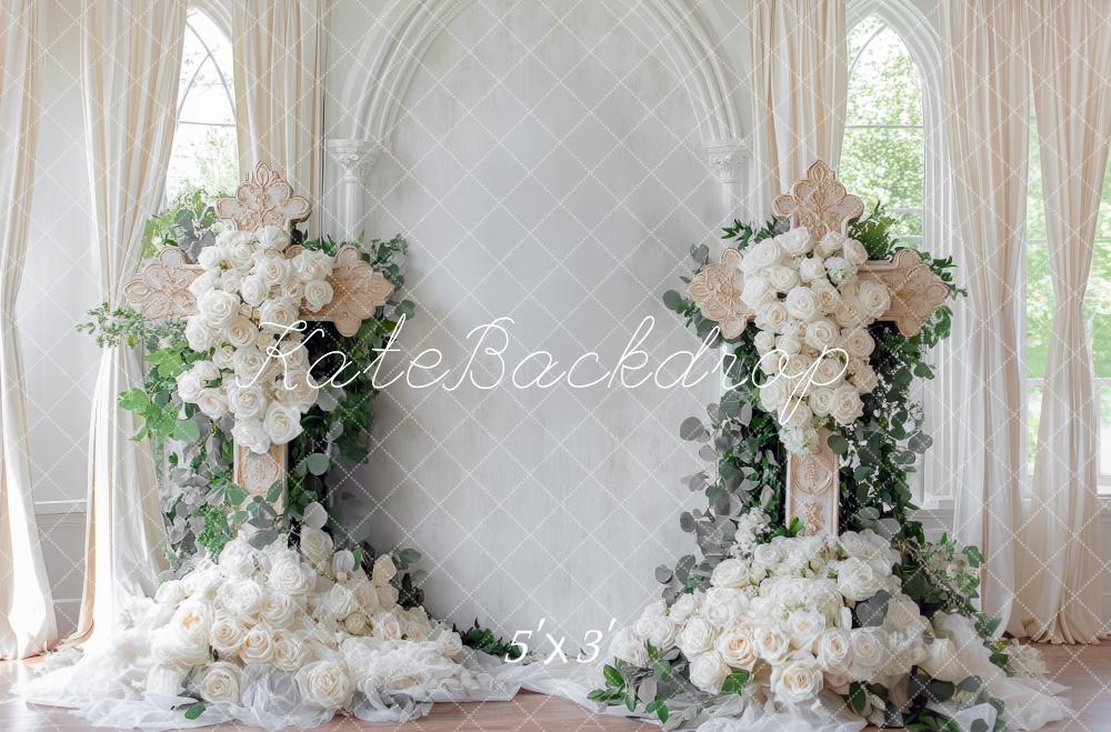 Kate Mariage Croix Fleurs Rideaux Toile de fond conçue par Mini MakeBelieve - Kate Backdrop FR