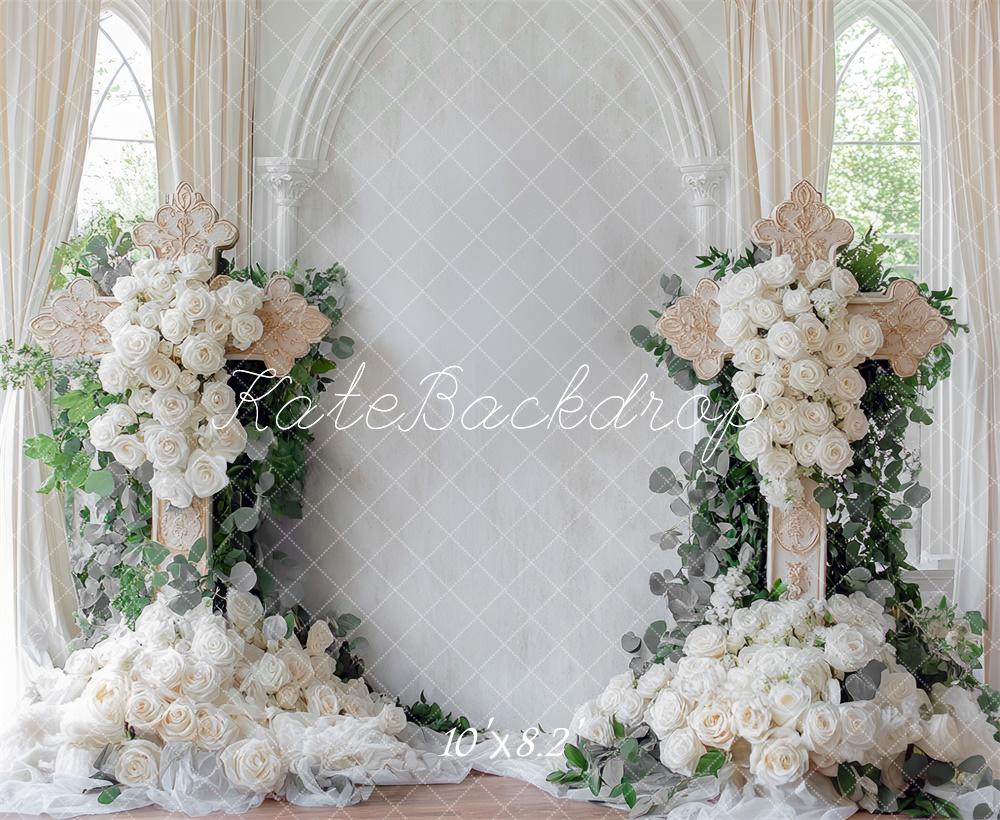 Kate Mariage Croix Fleurs Rideaux Toile de fond conçue par Mini MakeBelieve - Kate Backdrop FR