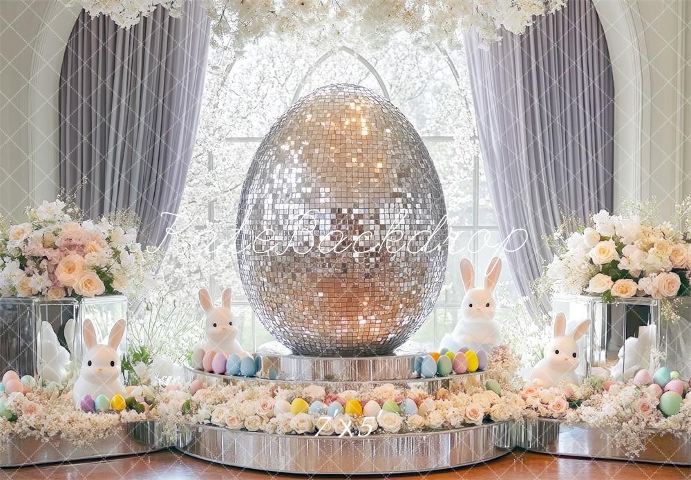 Kate Pâques Lapin Œufs Disco Fenêtre Toile de fond conçue par Mini MakeBelieve - Kate Backdrop FR