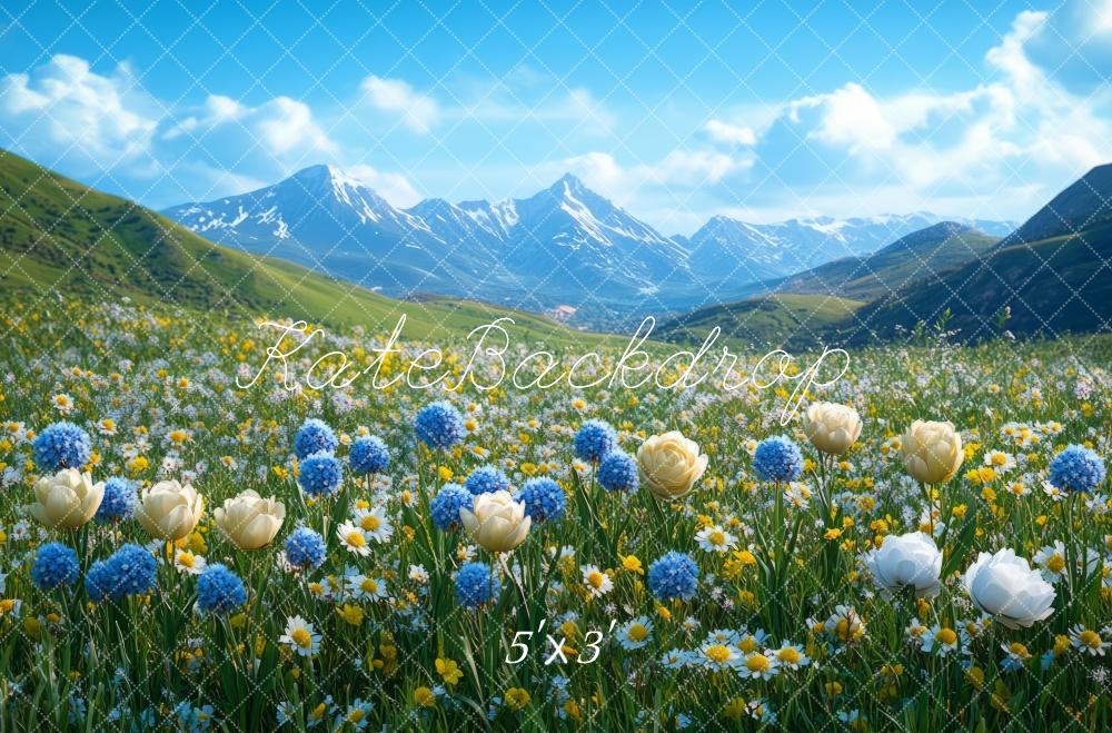 Kate Printemps Montagne Fleurs Toile de fond conçue par Mini MakeBelieve - Kate Backdrop FR