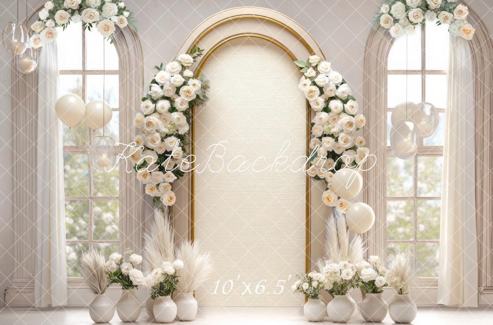 Kate Mariage Fleurs Arche Linge Fenêtre Toile de fond conçue par Mini MakeBelieve - Kate Backdrop FR