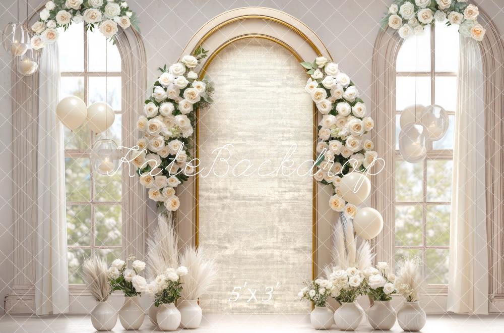 Kate Mariage Fleurs Arche Linge Fenêtre Toile de fond conçue par Mini MakeBelieve - Kate Backdrop FR