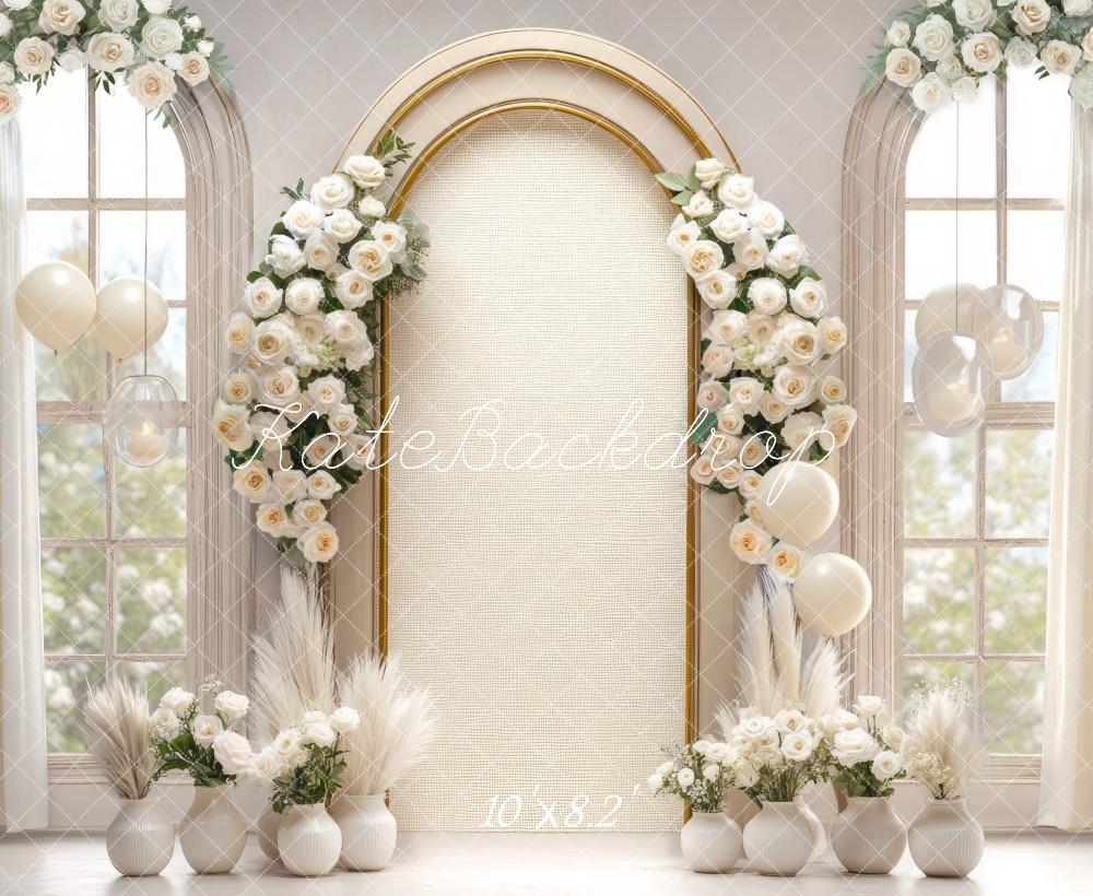 Kate Mariage Fleurs Arche Linge Fenêtre Toile de fond conçue par Mini MakeBelieve - Kate Backdrop FR