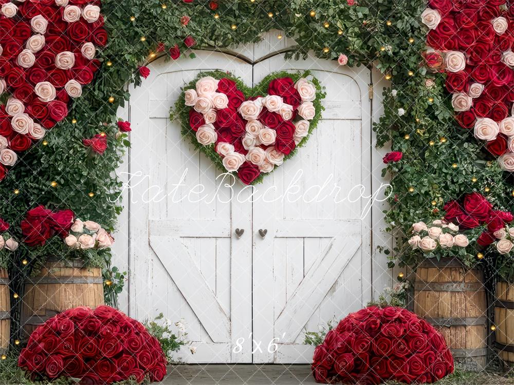Kate Saint Valentin Roses Grange Porte Toile de fond conçue par Mini MakeBelieve - Kate Backdrop FR
