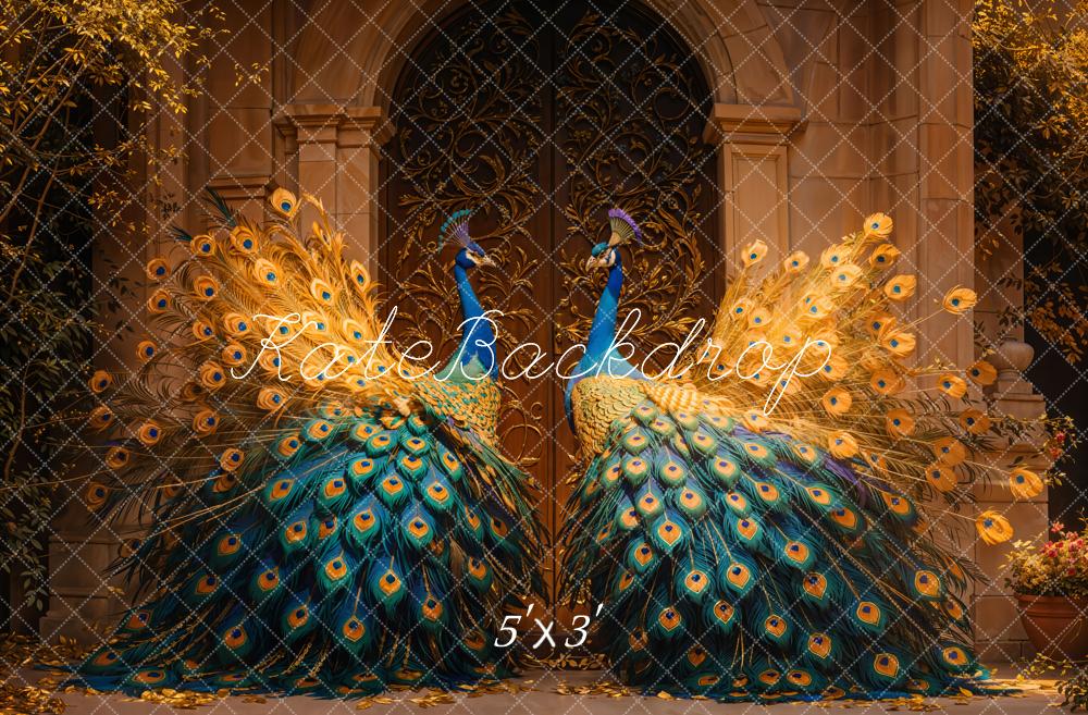 Kate Paon Élégant Doré Porte Toile de fond conçue par Emetselch - Kate Backdrop FR