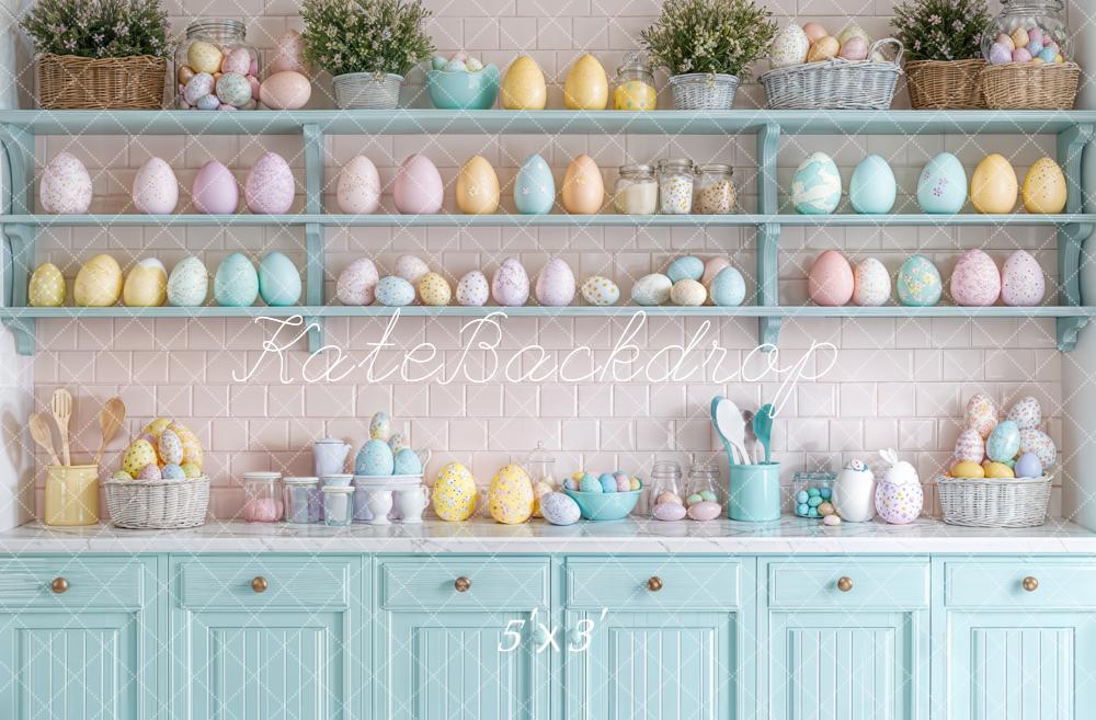 Kate Pâques Cuisine Œufs Étagère Pastel Toile de fond conçue par Emetselch - Kate Backdrop FR