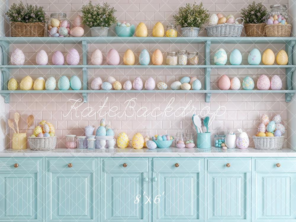 Kate Pâques Cuisine Œufs Étagère Pastel Toile de fond conçue par Emetselch - Kate Backdrop FR