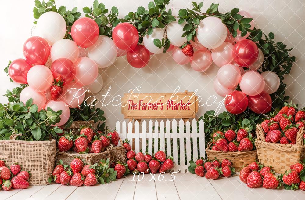 Kate Été Ferme Marché Fraise Ballons Toile de fond conçue par Emetselch - Kate Backdrop FR