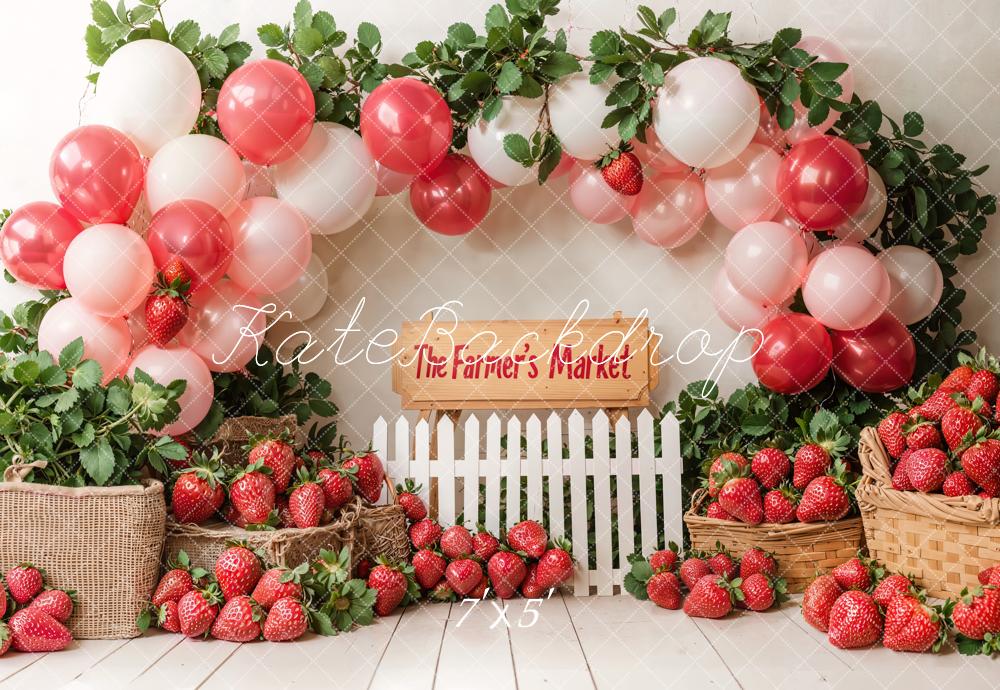 Kate Été Ferme Marché Fraise Ballons Toile de fond conçue par Emetselch - Kate Backdrop FR