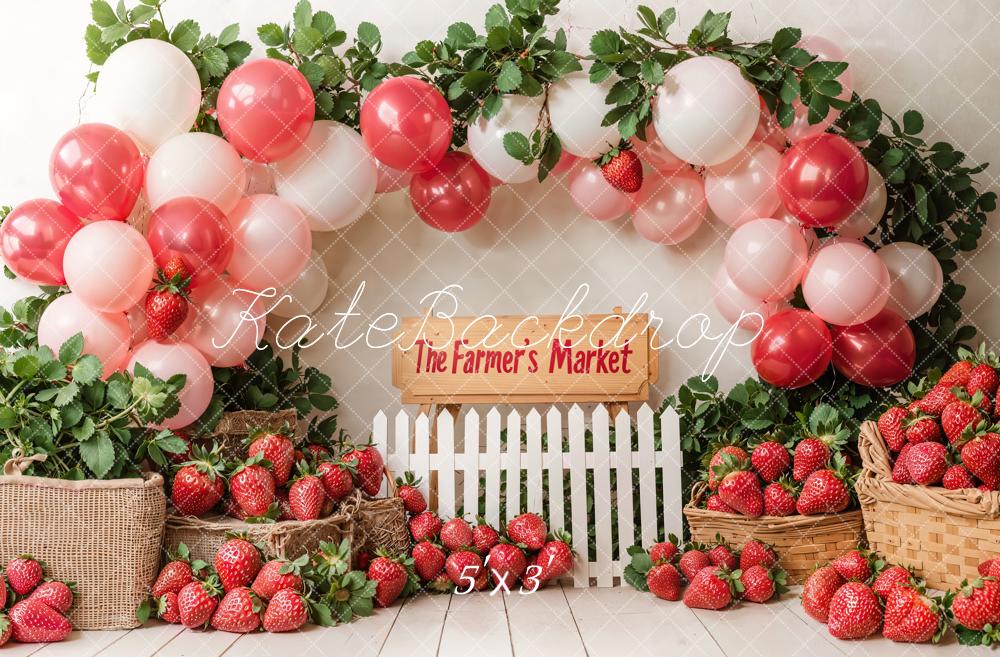 Kate Été Ferme Marché Fraise Ballons Toile de fond conçue par Emetselch - Kate Backdrop FR