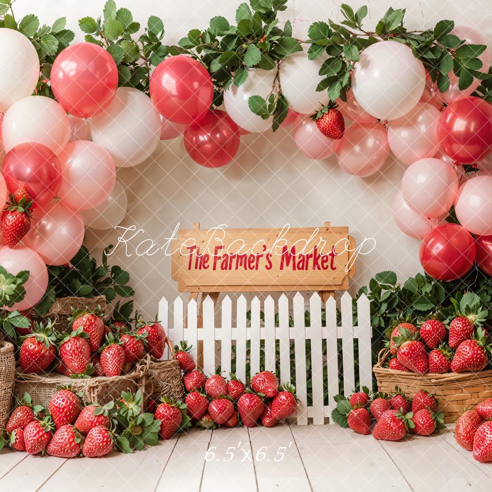 Kate Été Ferme Marché Fraise Ballons Toile de fond conçue par Emetselch - Kate Backdrop FR