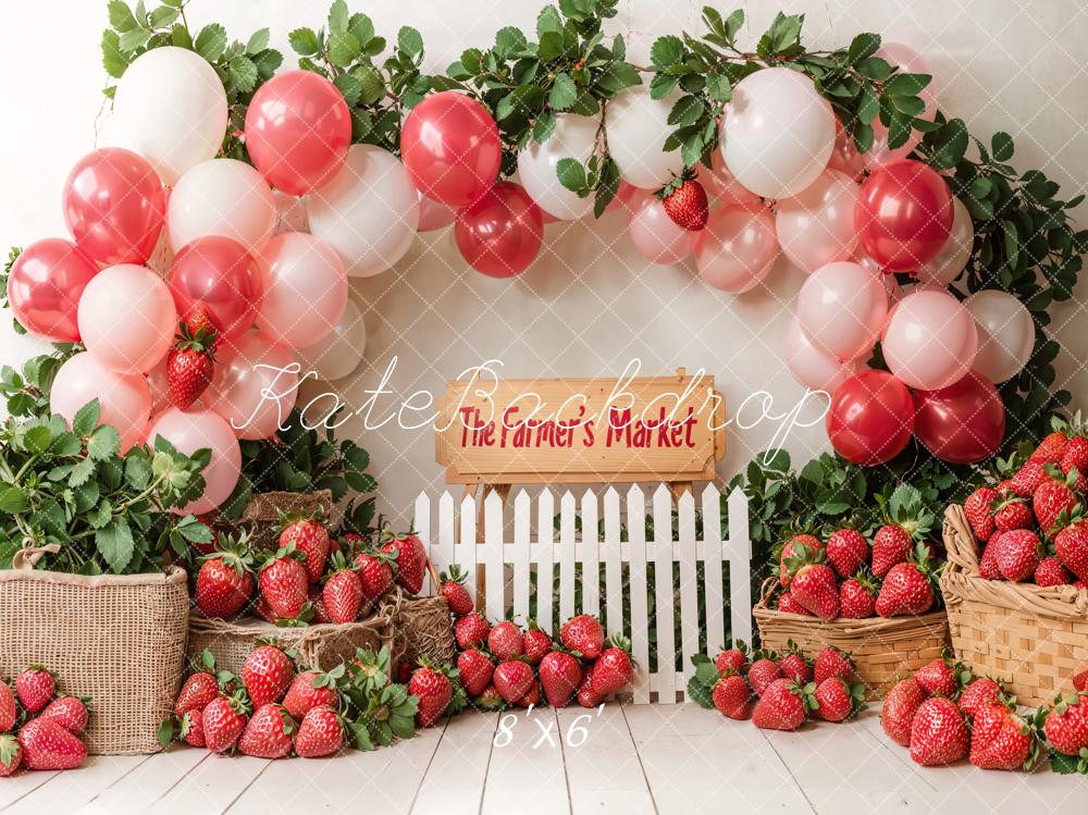 Kate Été Ferme Marché Fraise Ballons Toile de fond conçue par Emetselch - Kate Backdrop FR