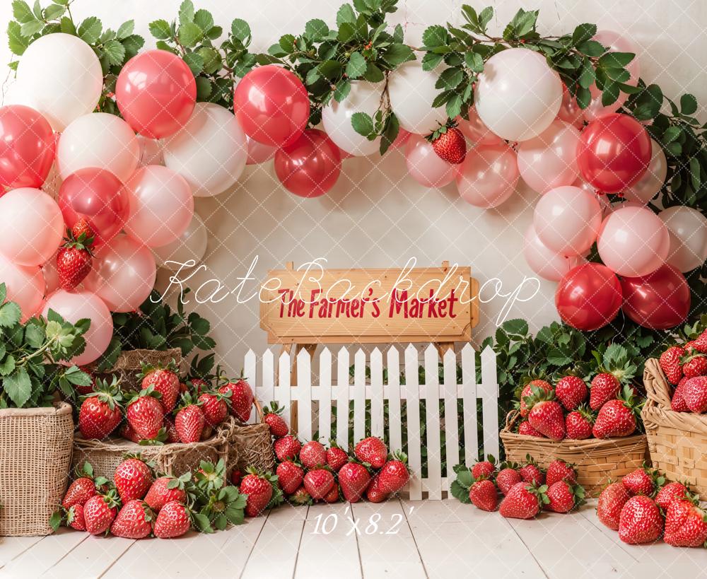 Kate Été Ferme Marché Fraise Ballons Toile de fond conçue par Emetselch - Kate Backdrop FR