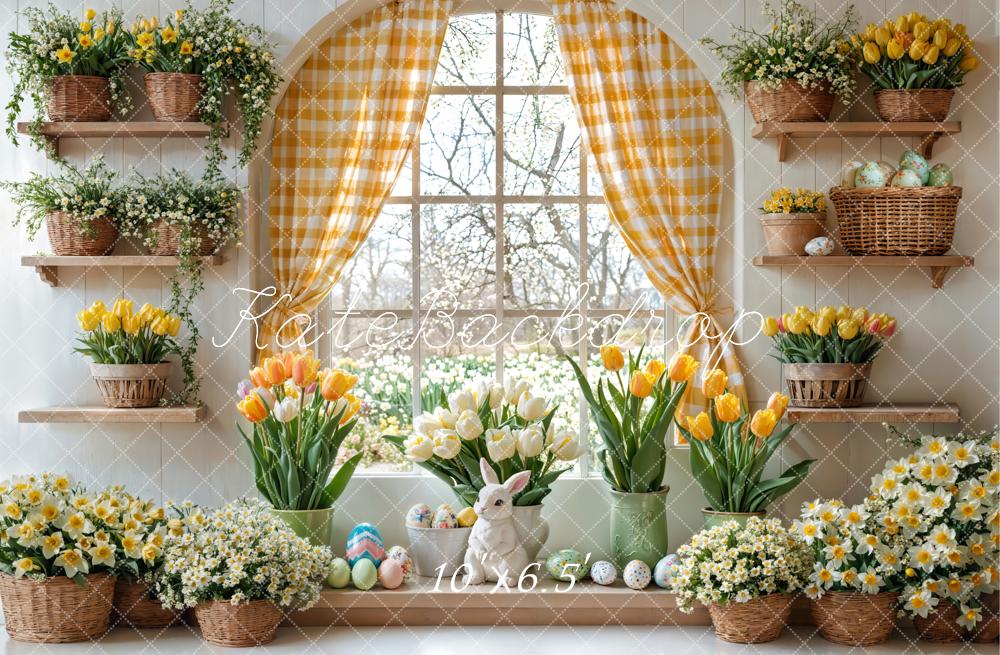 Kate Pâques Lapin Fleurs Fenêtre Rideau Toile de fond conçue par Emetselch - Kate Backdrop FR