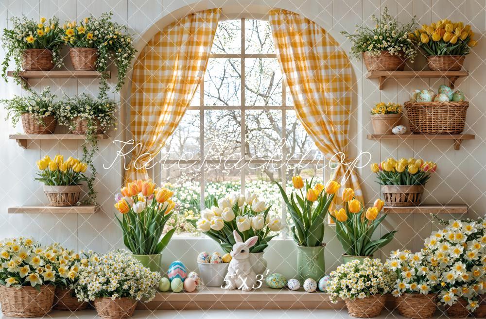 Kate Pâques Lapin Fleurs Fenêtre Rideau Toile de fond conçue par Emetselch - Kate Backdrop FR