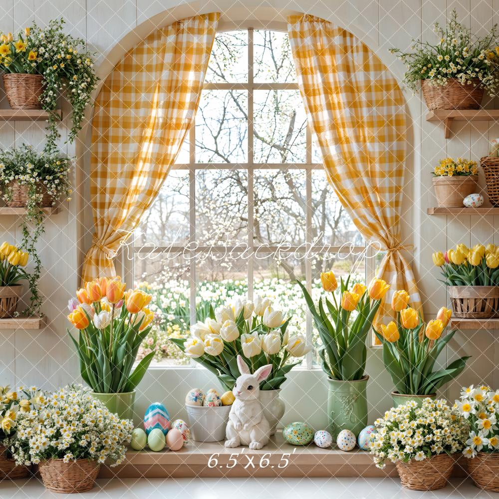 Kate Pâques Lapin Fleurs Fenêtre Rideau Toile de fond conçue par Emetselch - Kate Backdrop FR