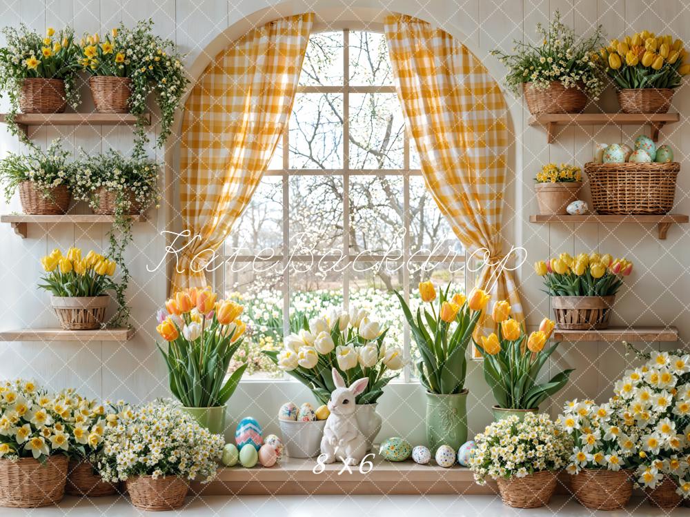 Kate Pâques Lapin Fleurs Fenêtre Rideau Toile de fond conçue par Emetselch - Kate Backdrop FR