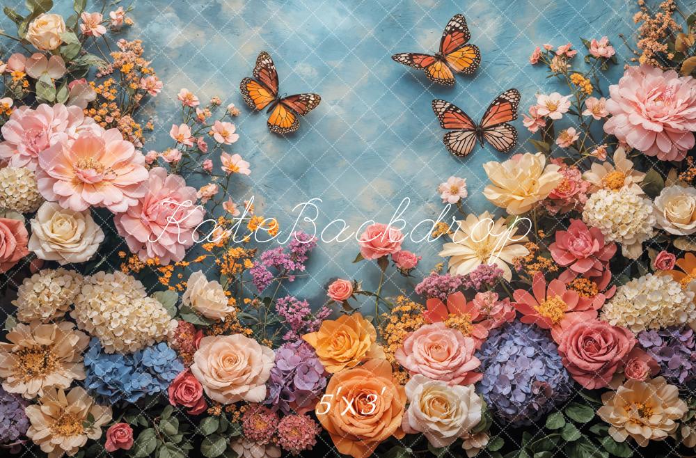 Kate Printemps Fleurs Coloré Papillons Jardin Toile de fond conçue par Emetselch - Kate Backdrop FR